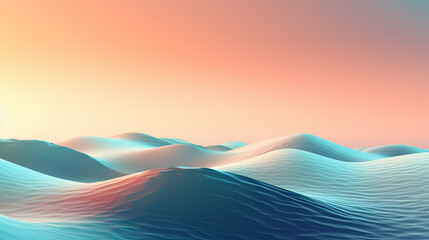 Abstract Ocean Waves and Sunset Sky - Generative AI