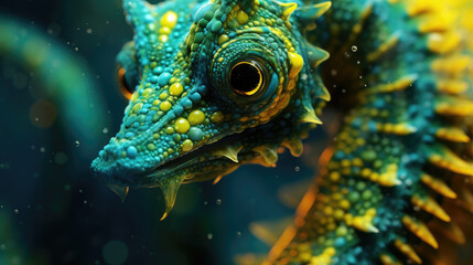 Obraz premium Close-up of a Colorful Seahorse - Generative AI
