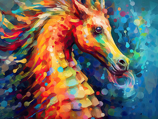 Seahorse in a Abstract and Vibrant Colors - Generative AI