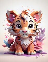cat, cartoon, animal, tiger, illustration