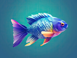 Illustration of a Vibrant and Colorful Fish - Generative AI