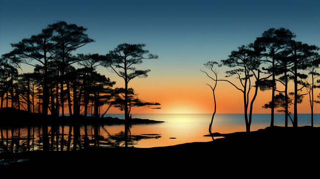 Outline of trees beside a lakeside. silhouette concept,,
View of a sunset from a car Free Photo
