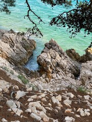 rocky shore, blue maybe blue sky in Croatia