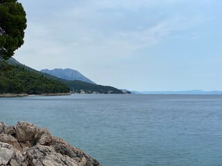rocky shore, blue maybe blue sky in Croatia