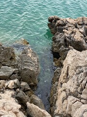 rocky shore, blue maybe blue sky in Croatia