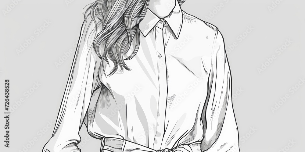 Poster a detailed drawing of a woman with flowing long hair. this versatile image can be used for various c