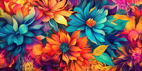 Fototapeta na wymiar Colorful Blooms in Abstract Art - Generative AI