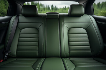 Modern luxury car interior. Leather seats. Car detailing. 3d render