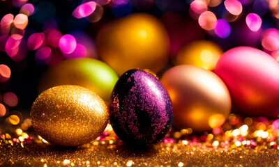 Beautiful Easter eggs for the holiday. Selective focus.