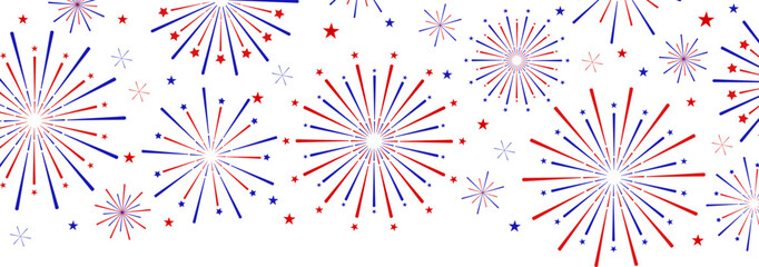 Amerika style firework banner, vector clip art illustration, holiday celebration border design