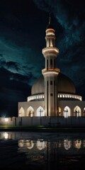 landscape mosque at night with beauty sky background
