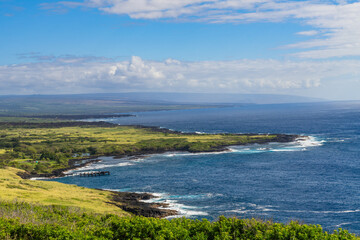 view of the sea from the coast of the pacific on big island in hawaii
