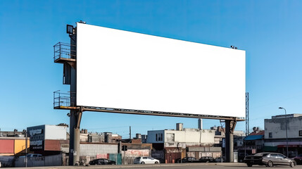 Obraz premium Large Blank White Billboard in City View - Generative AI