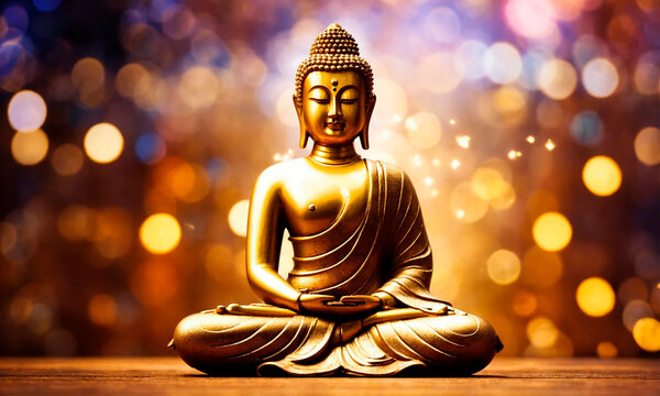 golden figurine of Budi. Selective focus.