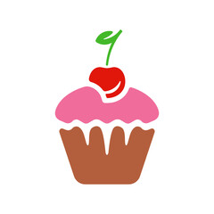 Delicious cupcake graphic design. Sweet pastries with cherries icon symbol