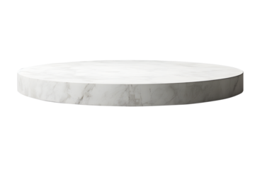 Empty white stone. Perspective of sheet floor empty stone rough round marble for interior display show products. Isolated on cut out PNG or transparent background. Realistic clipart template pattern.	