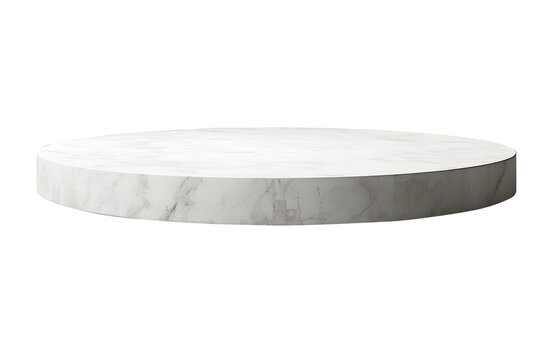 Empty white stone. Perspective of sheet floor empty stone rough round marble for interior display show products. Isolated on cut out PNG or transparent background. Realistic clipart template pattern.	