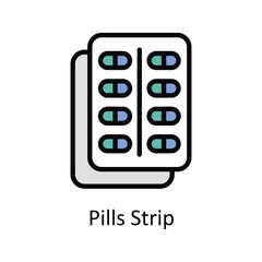 Pills Strip vector Filled outline icon style illustration. EPS 10 File