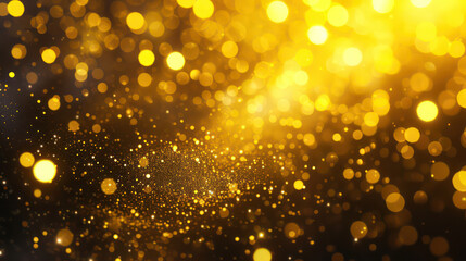 Fototapeta na wymiar yellow luxury glitter and bokeh particles, yellow bokeh background, holiday festival background