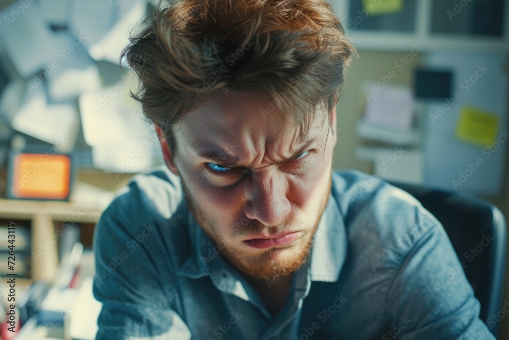 Poster a man is focused on his cell phone, engrossed in what he is seeing. this image can be used to depict