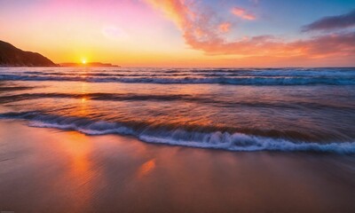 Fototapeta na wymiar Sunset on the beach. Paradise beach. Tropical paradise, white sand, beach,