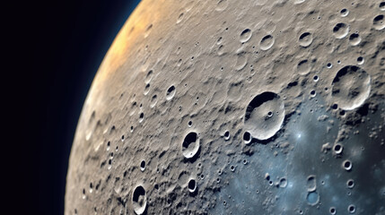 Close-Up of the Moon's Cratered Surface - Generative AI - obrazy, fototapety, plakaty