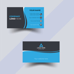 Double-sided Company Modern creative Blue and black Horizontal and vertical layout. Vector illustration Business card template