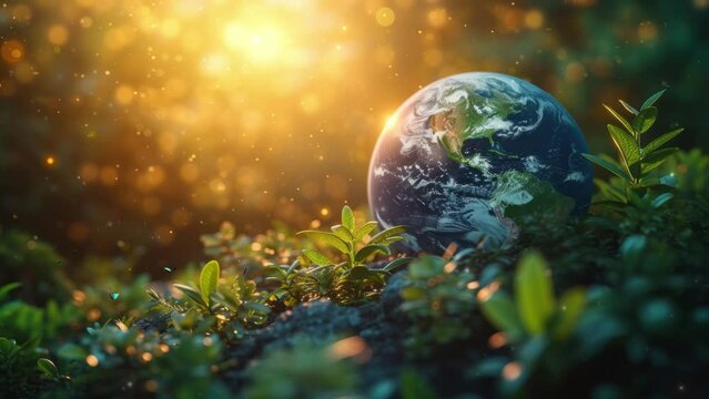 Earth Day and Environment Day Background. Space Area for Text. Globe 3d rendering