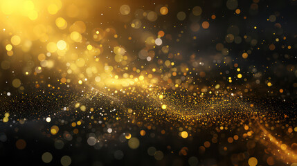 Obraz premium yellow luxury glitter and bokeh particles, yellow bokeh background, holiday festival background