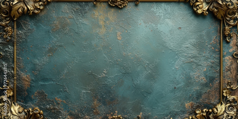 Poster a gold frame on a blue background. perfect for adding a touch of elegance to any design