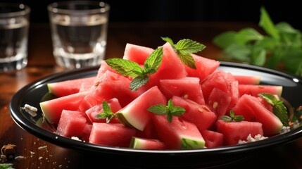 Water melon in plate UHD wallpaper