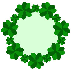 Circle burst of green shamrock clovers in a ring shape