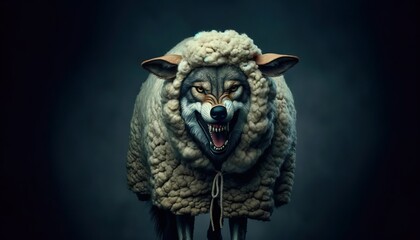 A wolf in sheep's clothing is an idiom from Jesus's Sermon on the Mount as narrated in the Gospel of Matthew. It warns against individuals who play a duplicitous role - obrazy, fototapety, plakaty