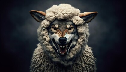 A wolf in sheep's clothing is an idiom from Jesus's Sermon on the Mount as narrated in the Gospel of Matthew. It warns against individuals who play a duplicitous role - obrazy, fototapety, plakaty