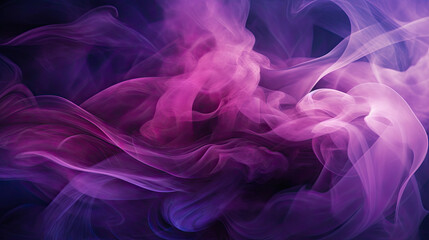 Wispy Lilac Smoke Flowing on Black Background - Generative AI