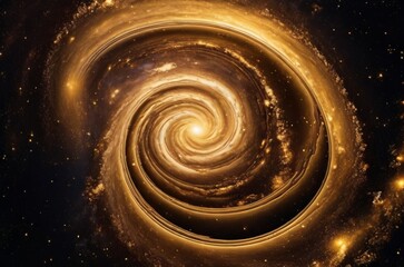 A representation of golden spiral galaxy and stars. Cosmos, galaxy, the Milky Way. Milky way galaxy with stars and space dust in the universe. AI generated