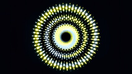 Beautiful illustration of shining particles with circular pattern on plain black background
