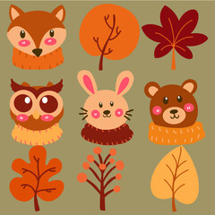 Hand-drawn autumn elements collection