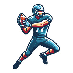 American football player men athlete vector illustration, colorful style American football rugby game male player design template isolated on white background