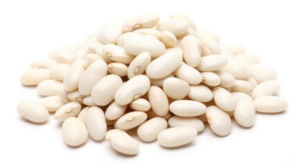 A pile of white beans on the white background