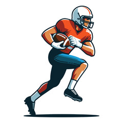 American football player men athlete vector illustration, colorful style American football rugby game male player design template isolated on white background
