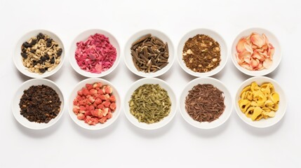 spices and herbs in a bowl on a white background