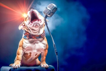 Bulldog singer with microphone