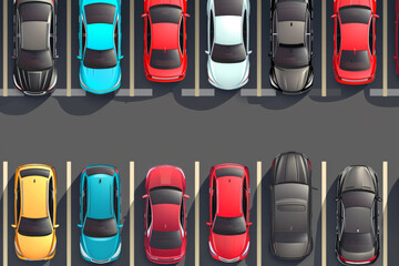 Parking zone top view. Intelligent parking assistance. 