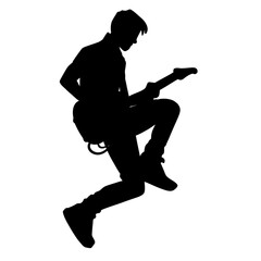 silhouette of a person with a guitar