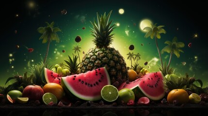 Watermelon shaped volcano UHD wallpaper