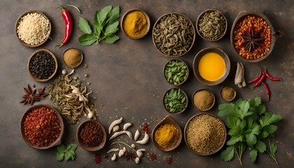 Fototapeta na wymiar Indian Food - Herbal Essence: Culinary Harmony