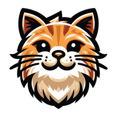 Cute adorable cat head face cartoon character vector illustration, funny kitty flat design template isolated on white background