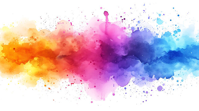 Abstract Holi colorful watercolor splatters