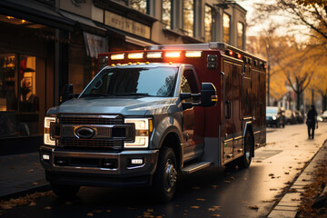 Obraz premium Ambulance on the street on the morning.